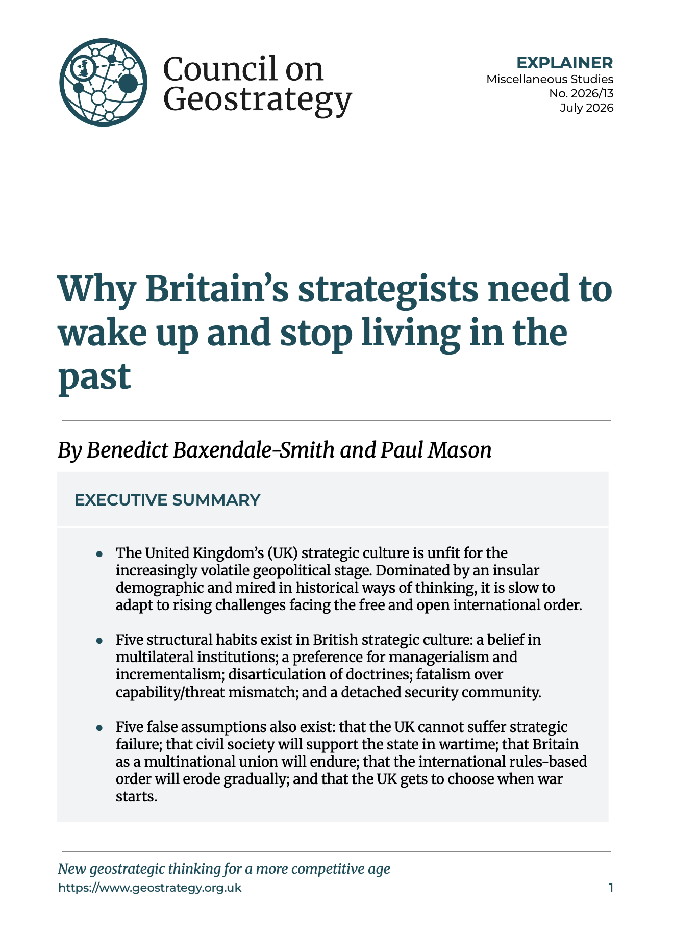 Ten Flaws in UK Strategic Culture cover